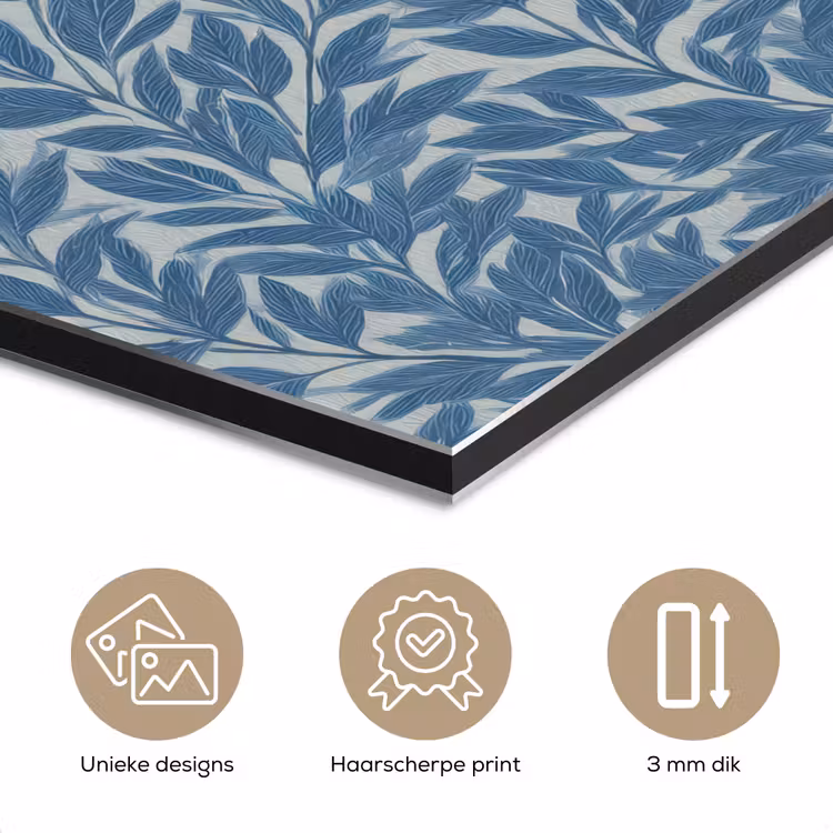 Aluminium schilderij - Bladeren - Klassiek - Patroon - Donkerblauw - Vintage — 7
