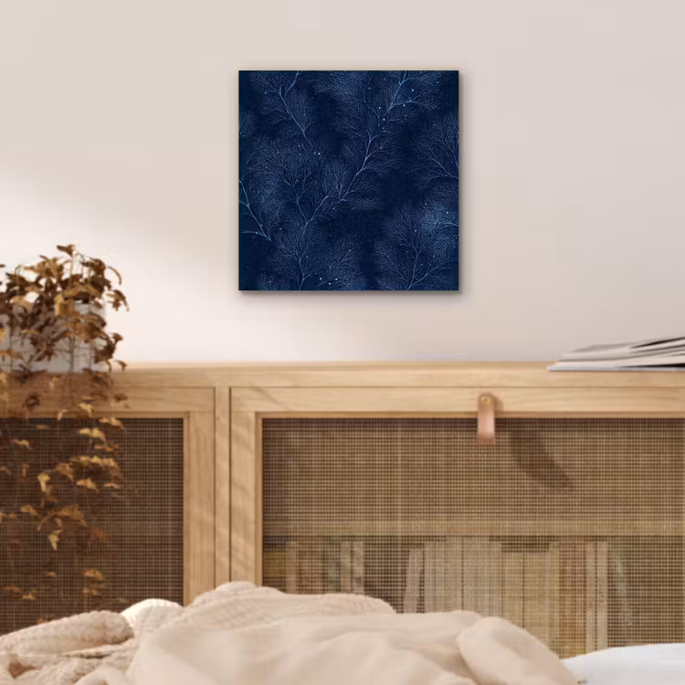 Aluminium schilderij - Koraal - Takken - Patroon - Nachtblauw — 4