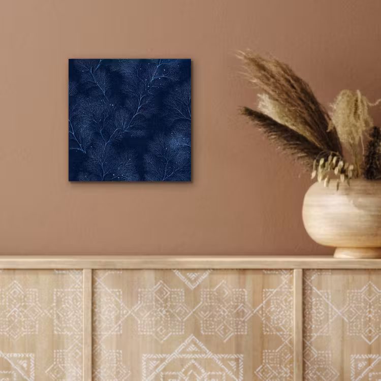 Aluminium schilderij - Koraal - Takken - Patroon - Nachtblauw — 5