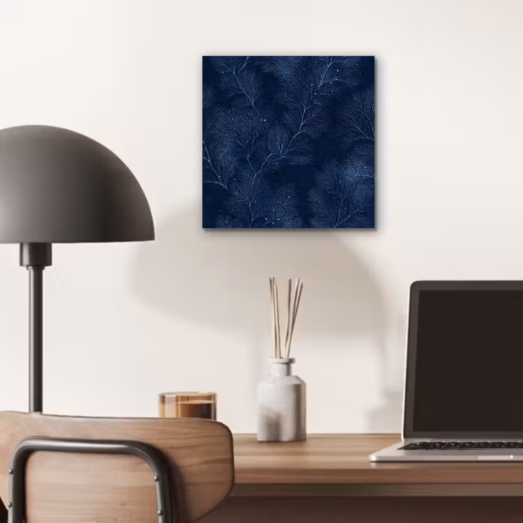 Aluminium schilderij - Koraal - Takken - Patroon - Nachtblauw — 6