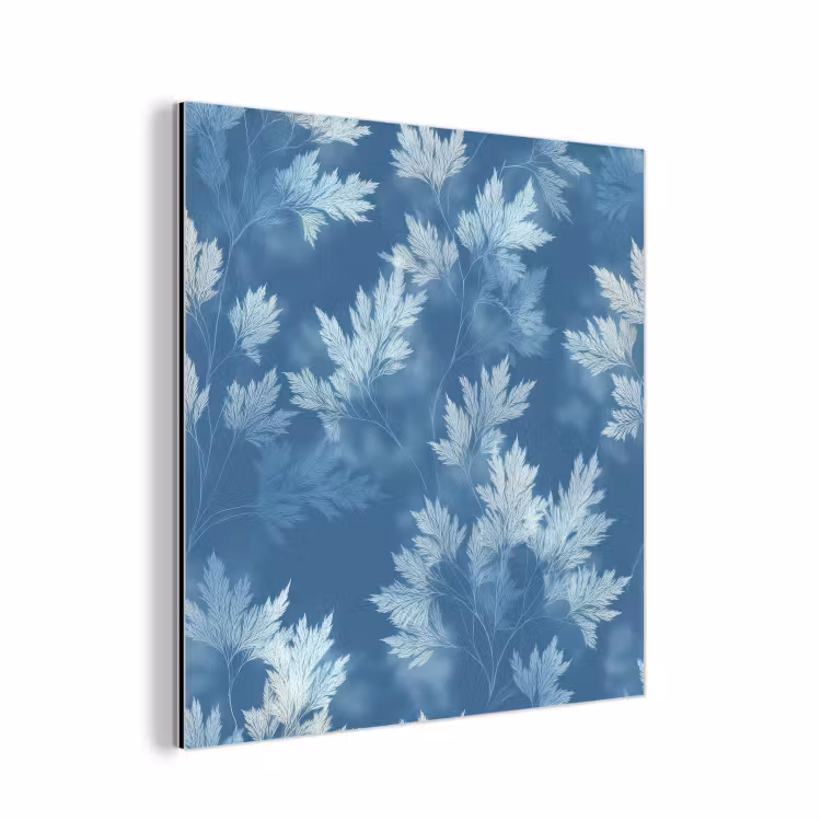 Aluminium schilderij - Varen - Botanisch - Patroon - Grijsblauw — 1