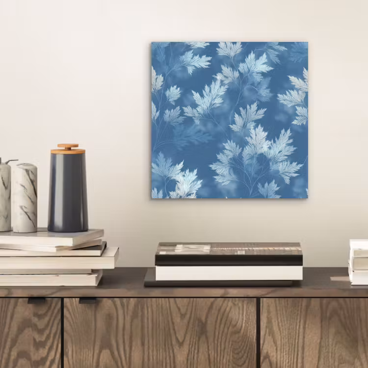 Aluminium schilderij - Varen - Botanisch - Patroon - Grijsblauw — 2