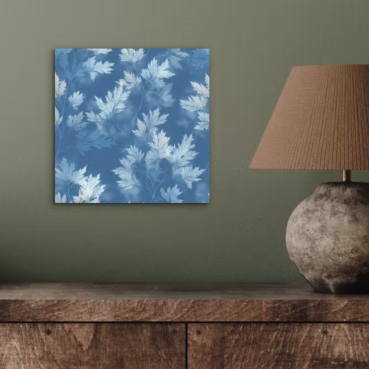 Aluminium schilderij - Varen - Botanisch - Patroon - Grijsblauw — 3
