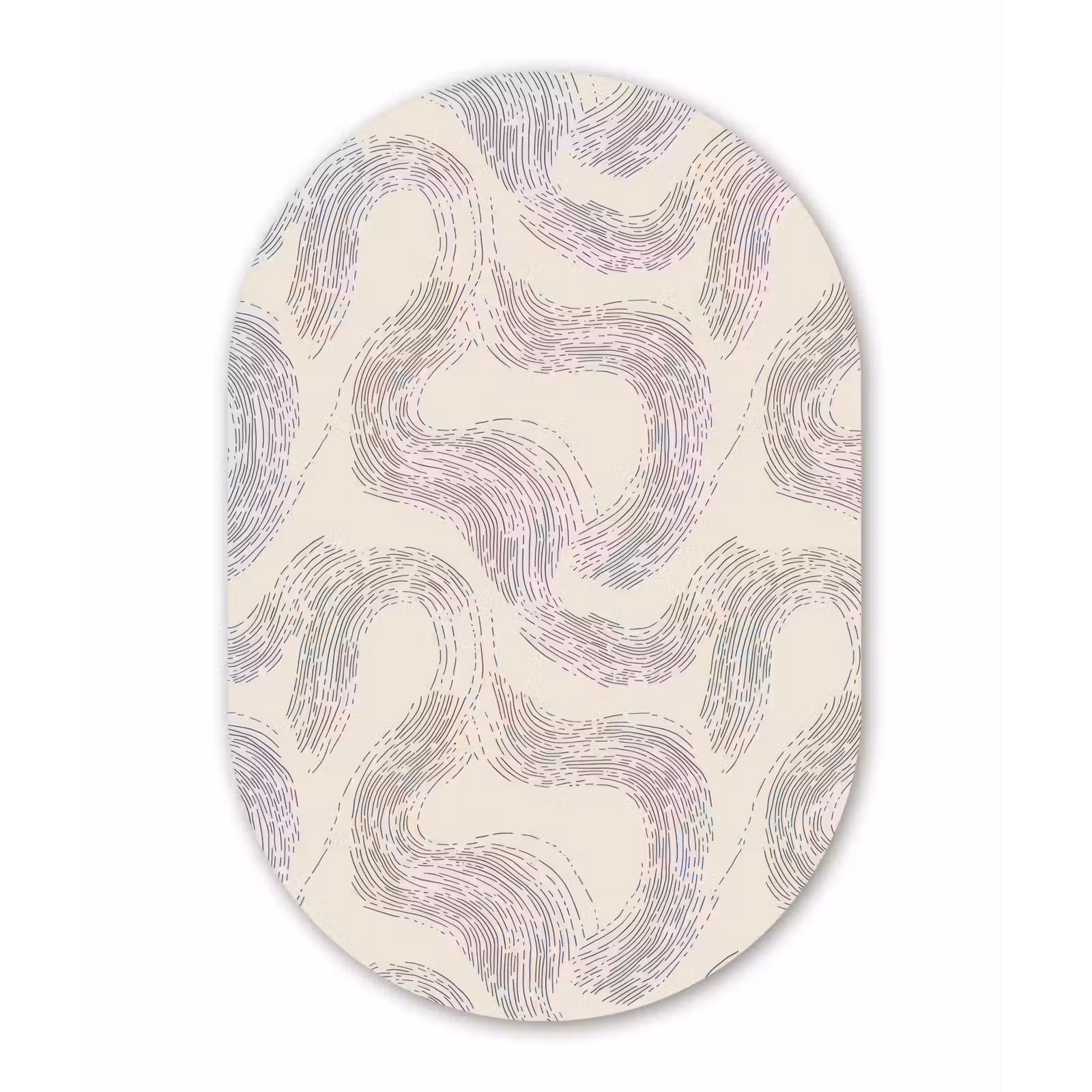 Muurovaal aluminium - Lijnen - Patroon - Beige - Minimalistisch — 1
