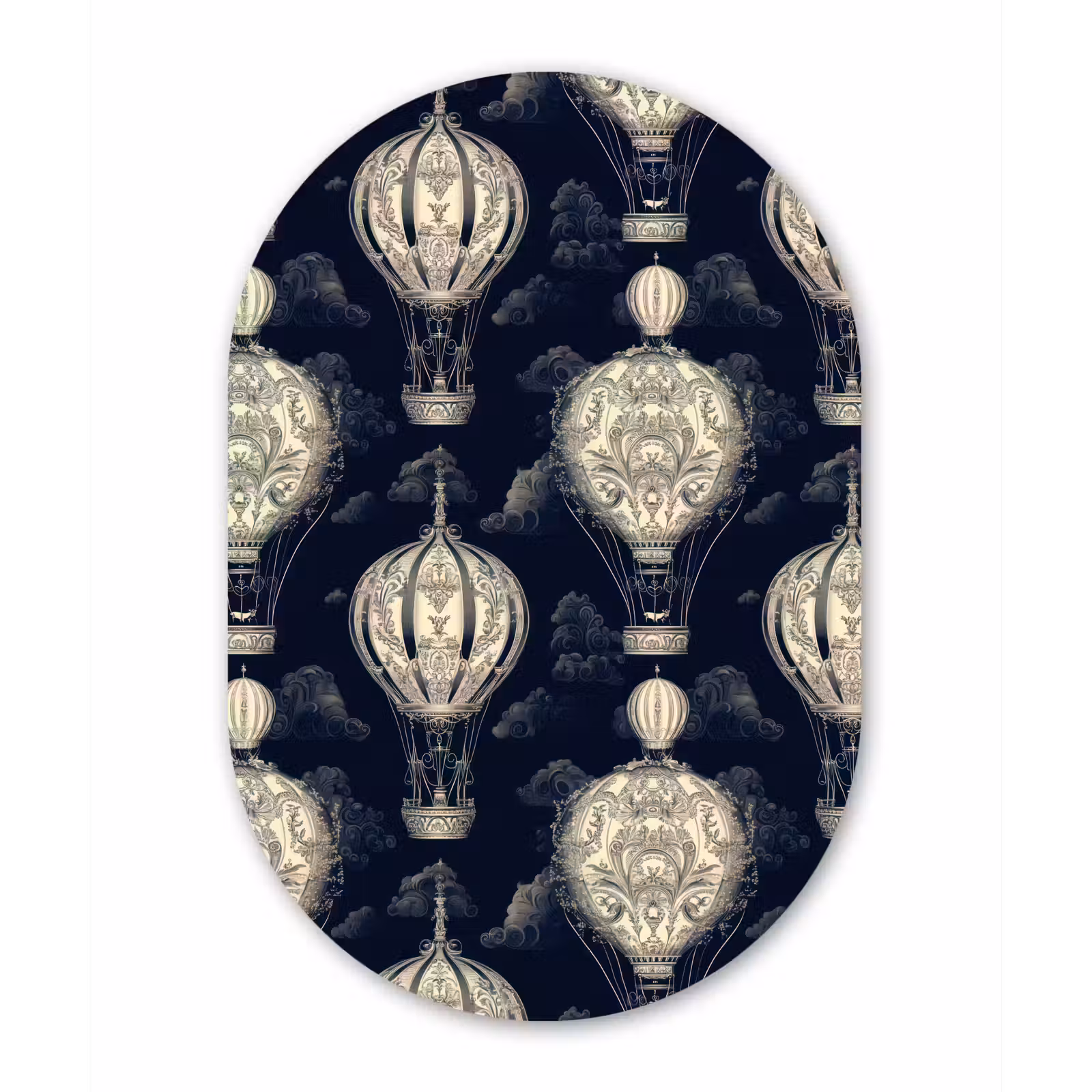 Muurovaal aluminium - Luchtballonnen - Wolken - Patroon - Donkerblauw — 1