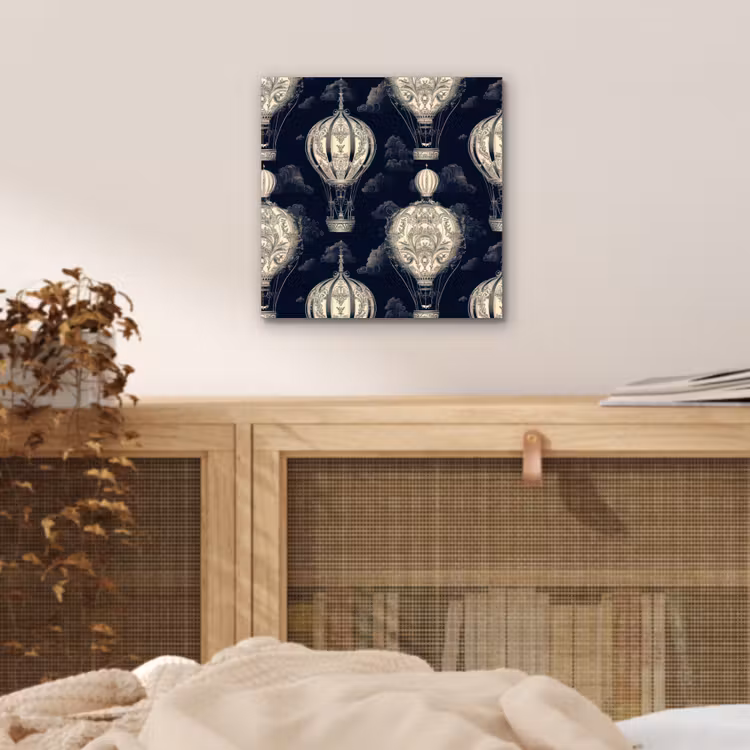 Aluminium schilderij - Luchtballonnen - Wolken - Patroon - Donkerblauw — 4