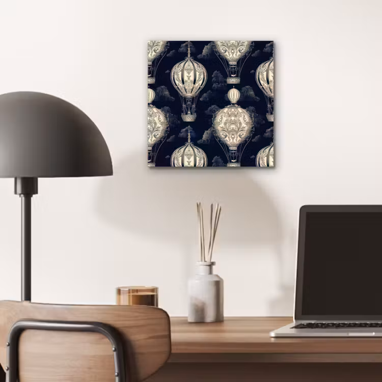 Aluminium schilderij - Luchtballonnen - Wolken - Patroon - Donkerblauw — 6