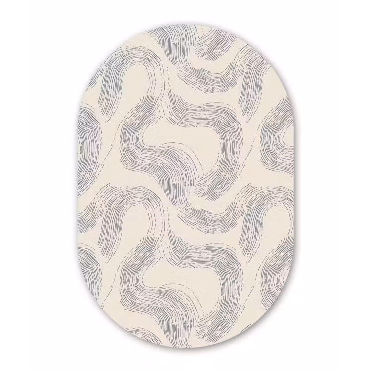Muurovaal aluminium - Lijnen - Patroon - Beige - Minimalistisch — 1