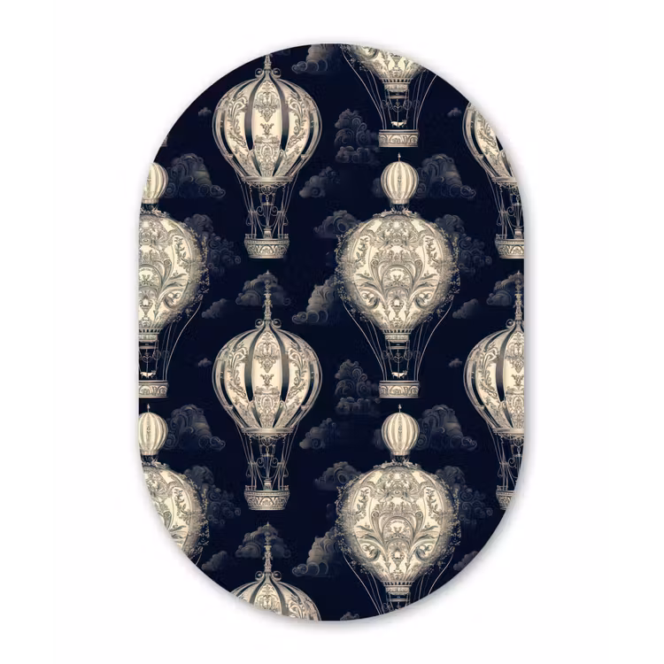 Muurovaal aluminium - Luchtballonnen - Wolken - Patroon - Donkerblauw — 1