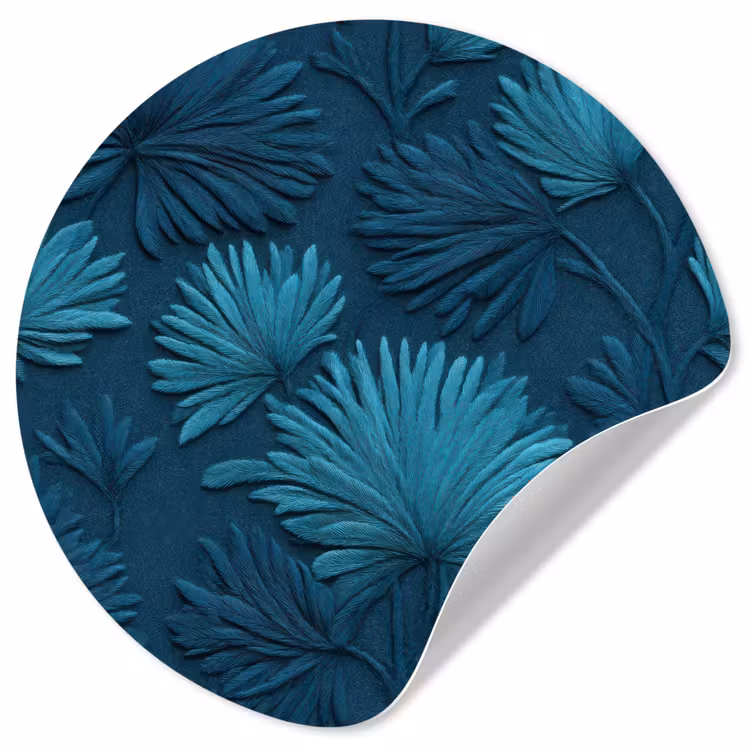 Behangcirkel - Bladeren - Reliëf - Patroon - Oceaanblauw - Modern — 1