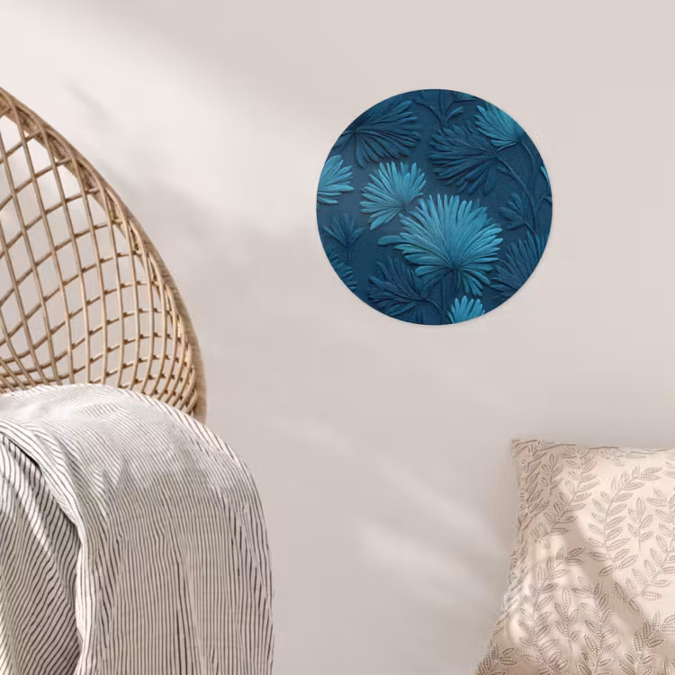 Behangcirkel - Bladeren - Reliëf - Patroon - Oceaanblauw - Modern — 5