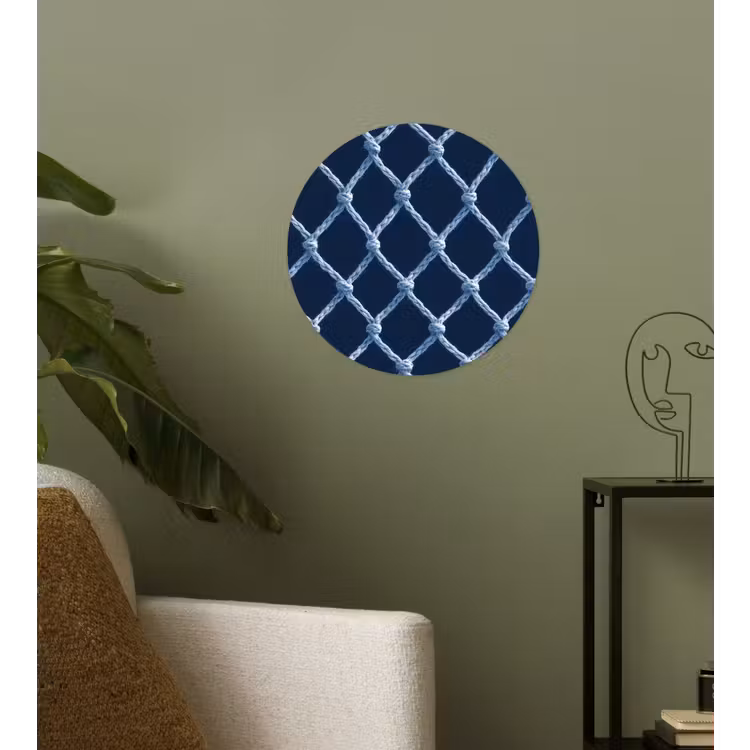 Behangcirkel - Visnet - Touw - Patroon - Marineblauw — 3