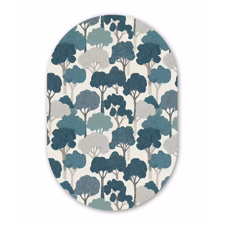 Muurovaal aluminium - Modern - Bomen - Bos - Patroon - Blauw — 1