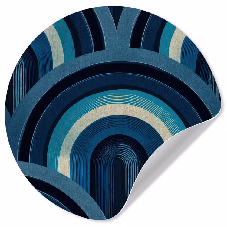 Behangcirkel - Bogen - Geometrisch - Patroon - Blauw - Retro — 1
