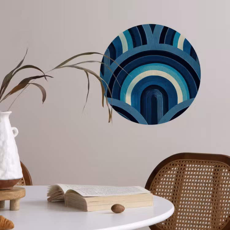Behangcirkel - Bogen - Geometrisch - Patroon - Blauw - Retro — 4