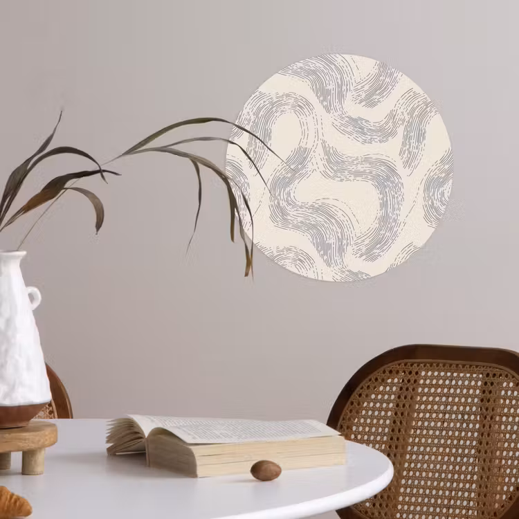 Behangcirkel - Lijnen - Patroon - Beige - Minimalistisch — 4