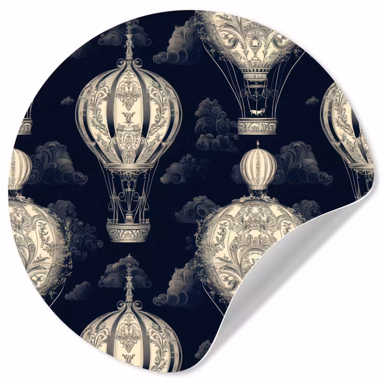 Behangcirkel - Luchtballonnen - Wolken - Patroon - Donkerblauw — 1