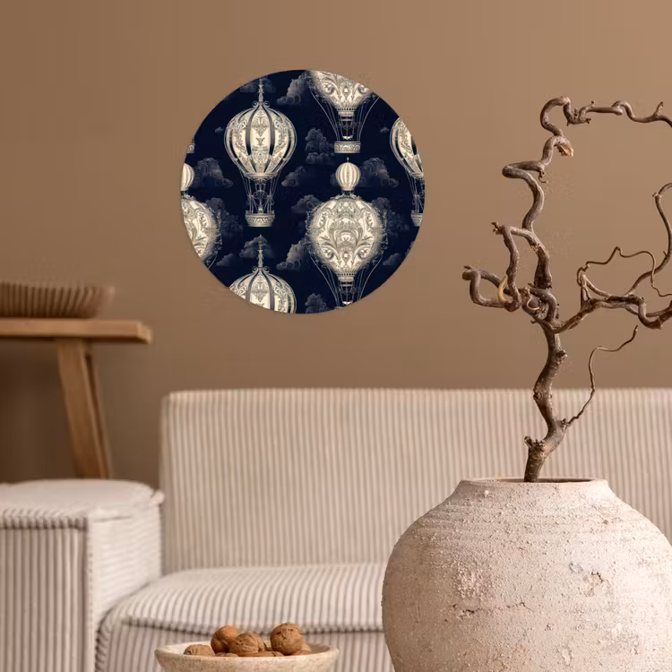Behangcirkel - Luchtballonnen - Wolken - Patroon - Donkerblauw — 2