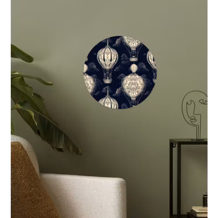 Behangcirkel - Luchtballonnen - Wolken - Patroon - Donkerblauw — 3