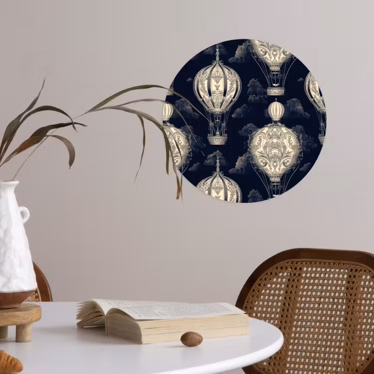 Behangcirkel - Luchtballonnen - Wolken - Patroon - Donkerblauw — 4