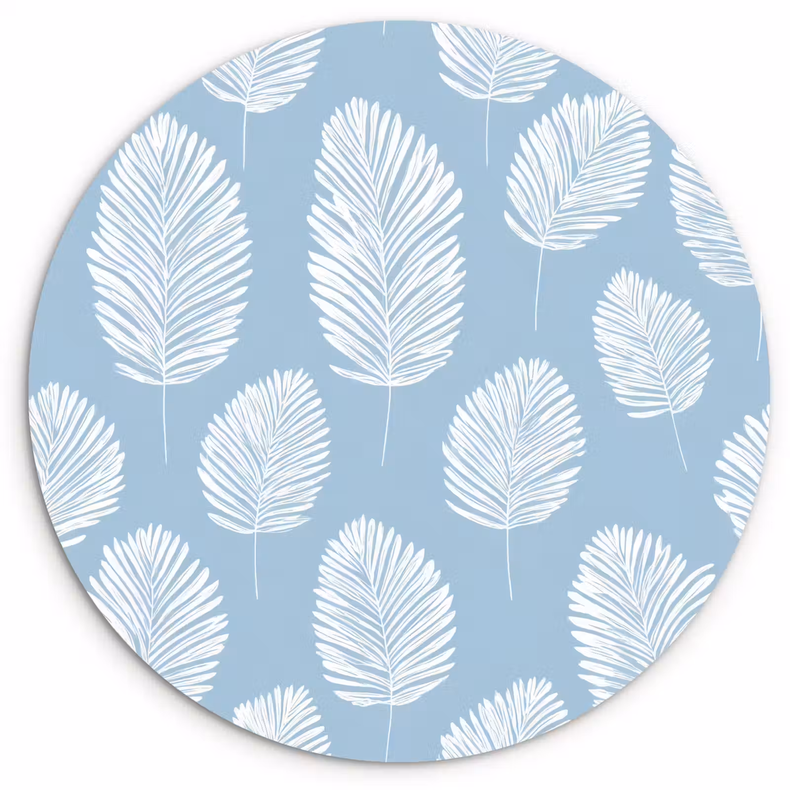 Muurcirkel - Palmbladeren - Naadloos - Patroon - Pastelblauw — 1