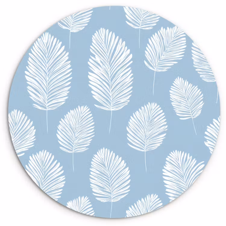Muurcirkel - Palmbladeren - Naadloos - Patroon - Pastelblauw — 1