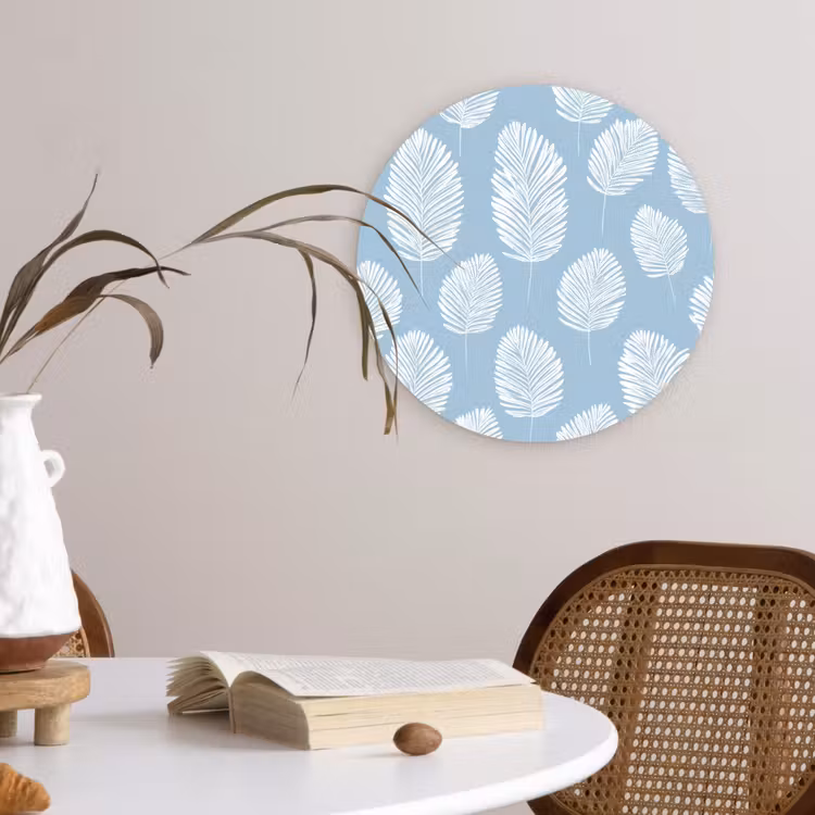 Muurcirkel - Palmbladeren - Naadloos - Patroon - Pastelblauw — 4