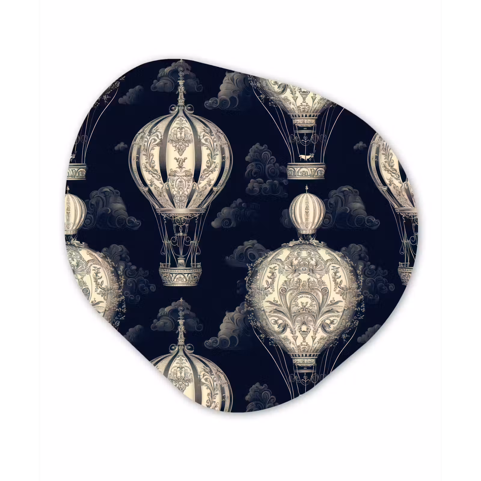 Organische schilderij - Aluminium - Luchtballonnen - Wolken - Patroon - Donkerblauw — 1