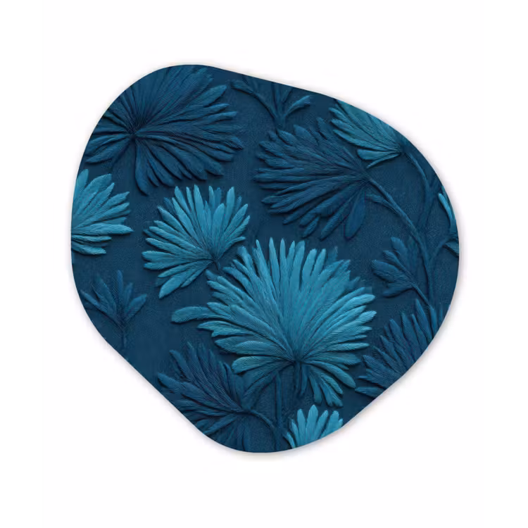 Organisch schilderij - Forex - Bladeren - Reliëf - Patroon - Oceaanblauw - Modern — 1
