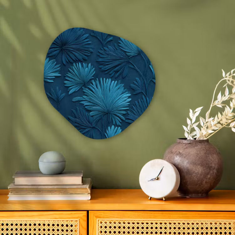 Organisch schilderij - Forex - Bladeren - Reliëf - Patroon - Oceaanblauw - Modern — 2