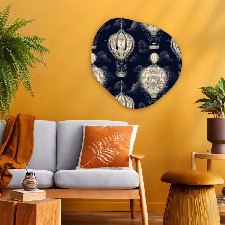 Organische schilderij - Aluminium - Luchtballonnen - Wolken - Patroon - Donkerblauw — 3
