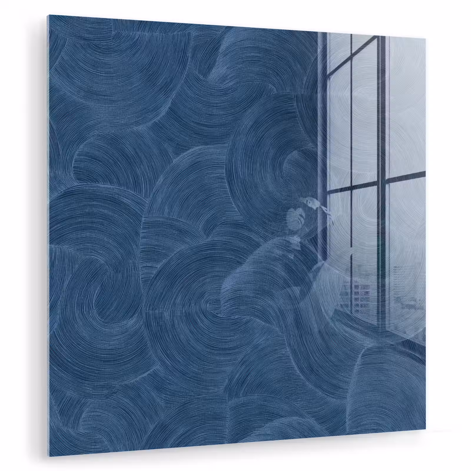 Glas schilderij - Golven - Textuur - Patroon - Blauw — 1