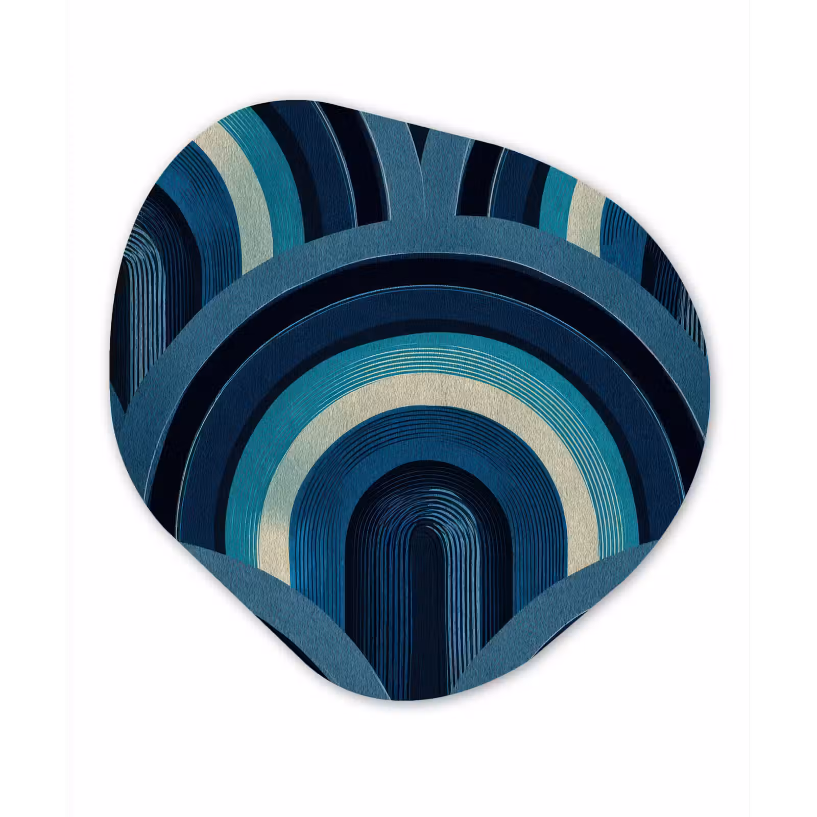 Organisch schilderij - Forex - Bogen - Geometrisch - Patroon - Blauw - Retro — 1