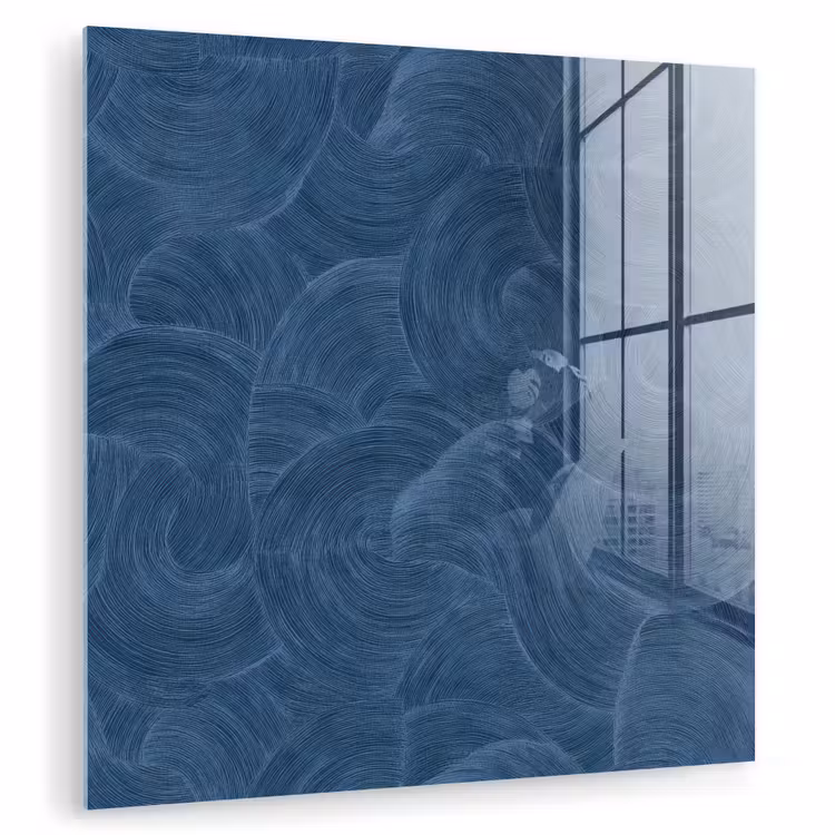 Glas schilderij - Golven - Textuur - Patroon - Blauw — 1