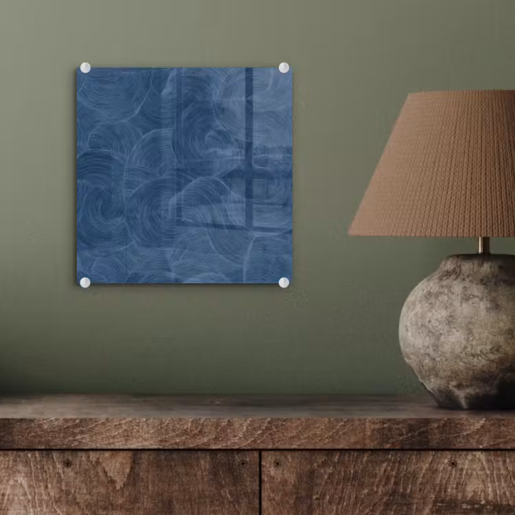 Glas schilderij - Golven - Textuur - Patroon - Blauw — 4
