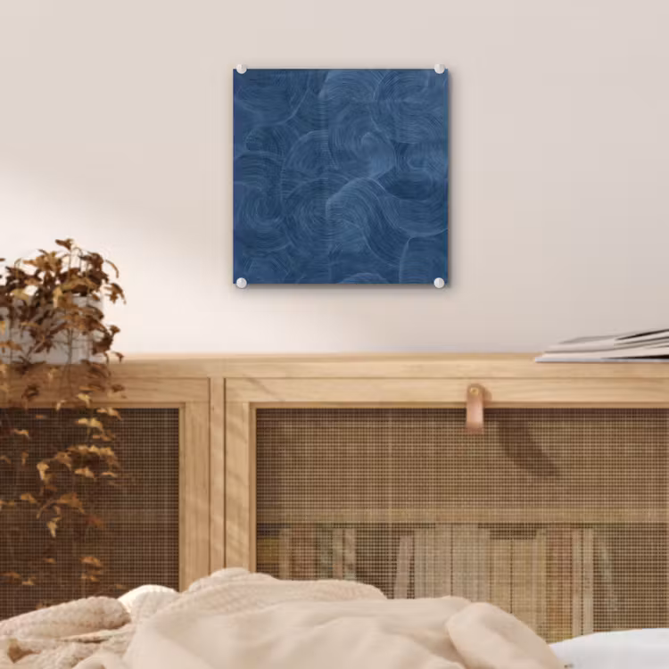 Glas schilderij - Golven - Textuur - Patroon - Blauw — 5