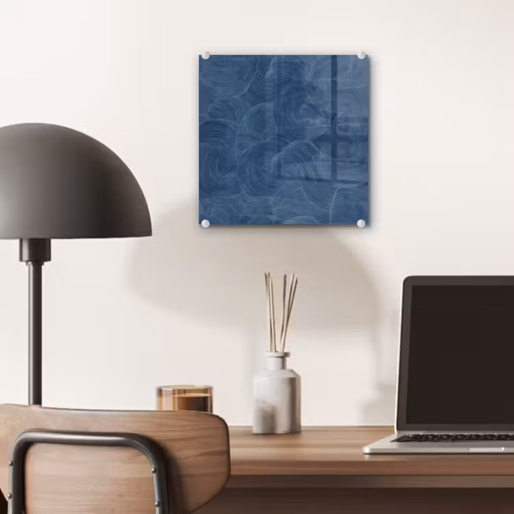 Glas schilderij - Golven - Textuur - Patroon - Blauw — 7