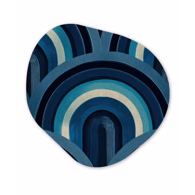 Organisch schilderij - Forex - Bogen - Geometrisch - Patroon - Blauw - Retro — 1