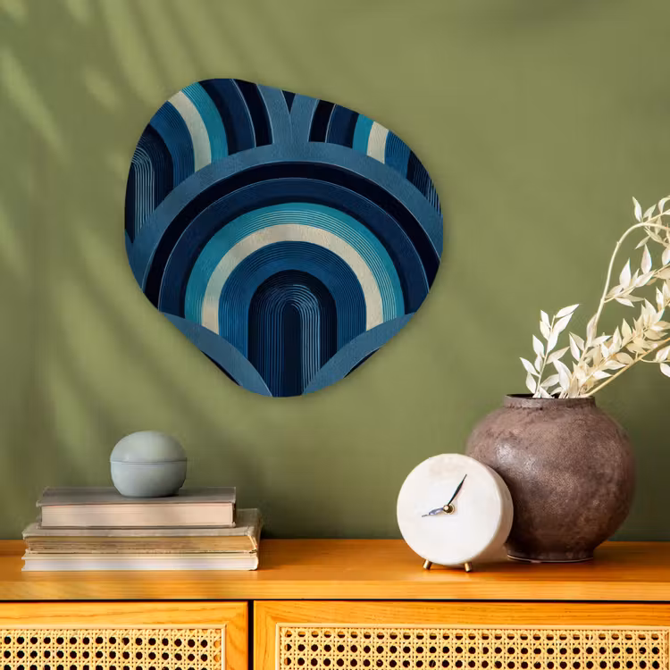 Organisch schilderij - Forex - Bogen - Geometrisch - Patroon - Blauw - Retro — 2