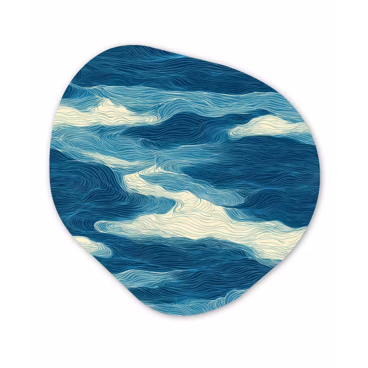 Organisch schilderij - Forex - Golven - Abstract - Patroon - Blauw - Wit — 1
