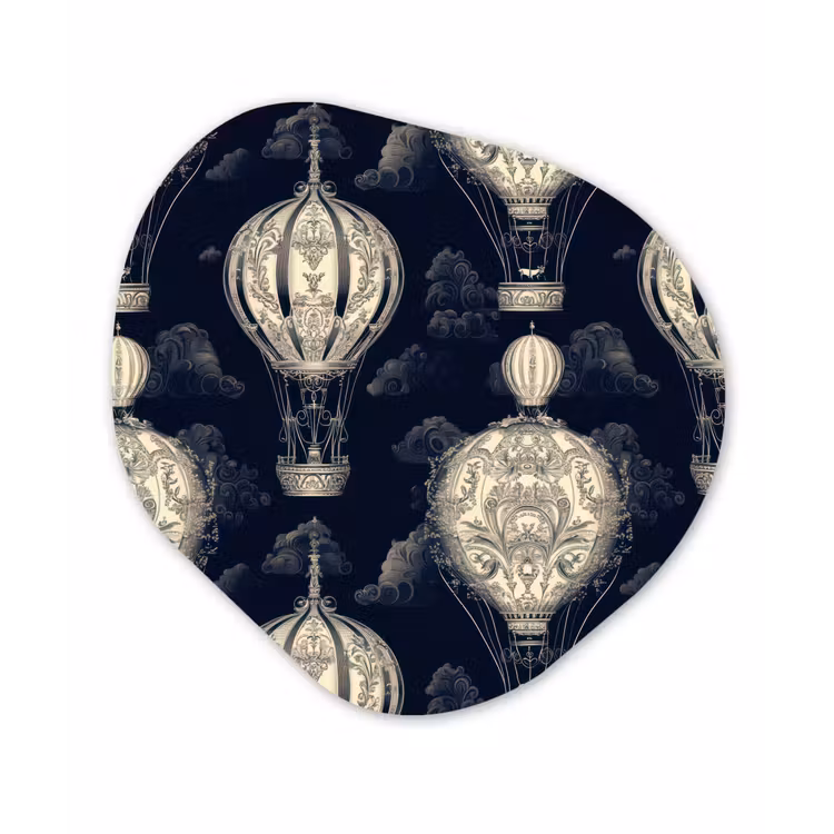 Organisch schilderij - Forex - Luchtballonnen - Wolken - Patroon - Donkerblauw — 1