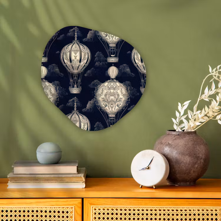 Organisch schilderij - Forex - Luchtballonnen - Wolken - Patroon - Donkerblauw — 2