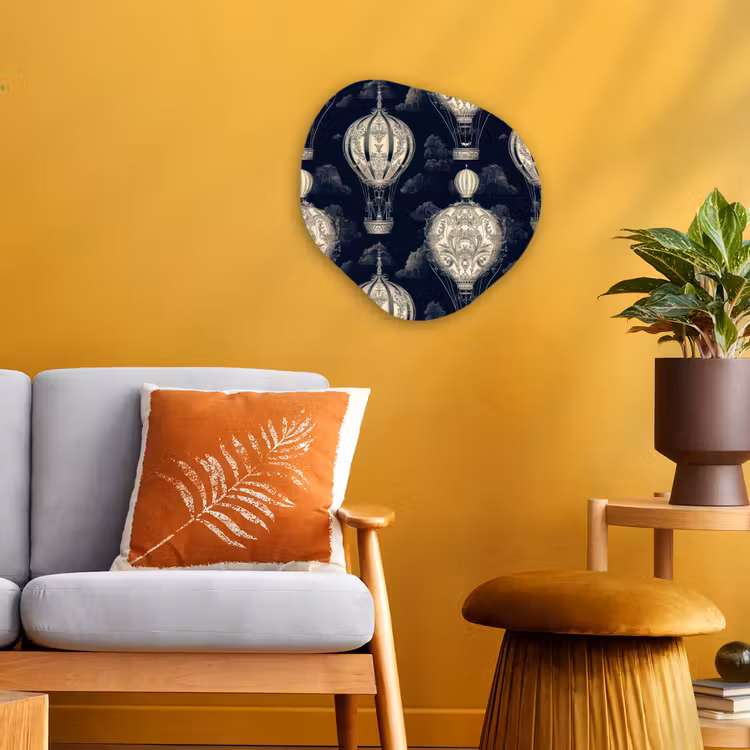 Organisch schilderij - Forex - Luchtballonnen - Wolken - Patroon - Donkerblauw — 3