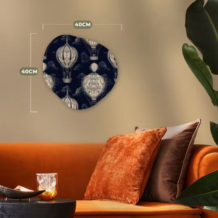 Organisch schilderij - Forex - Luchtballonnen - Wolken - Patroon - Donkerblauw — 4