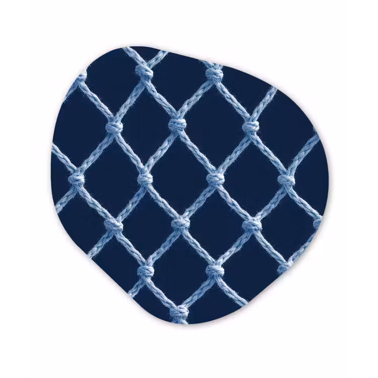 Organisch schilderij - Forex - Visnet - Touw - Patroon - Marineblauw — 1