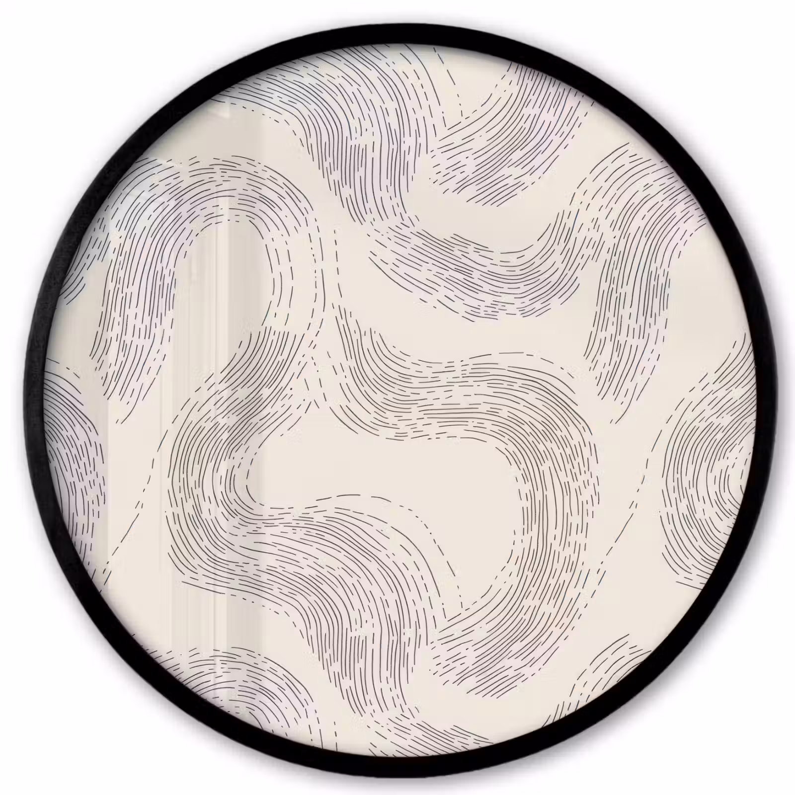 Ronde fotolijst - Lijnen - Patroon - Beige - Minimalistisch — 1