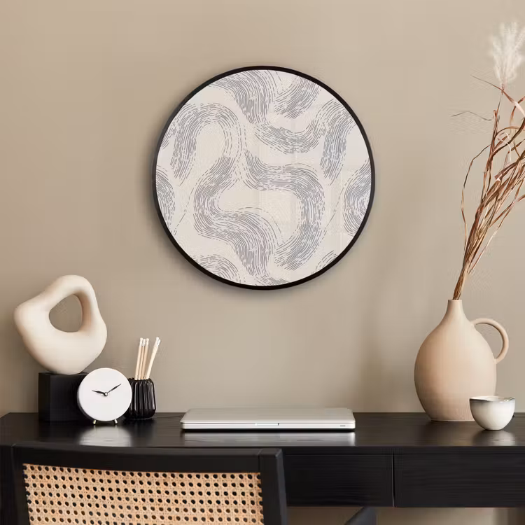 Ronde fotolijst - Lijnen - Patroon - Beige - Minimalistisch — 3