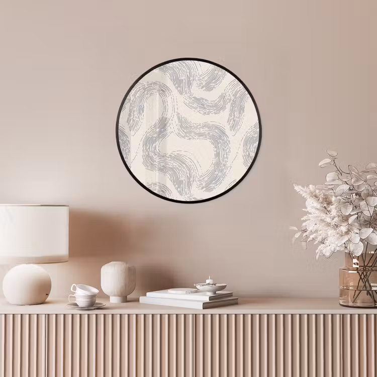 Ronde fotolijst - Lijnen - Patroon - Beige - Minimalistisch — 5