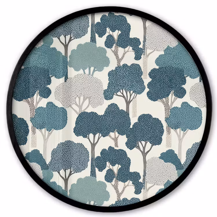 Ronde fotolijst - Modern - Bomen - Bos - Patroon - Blauw — 1