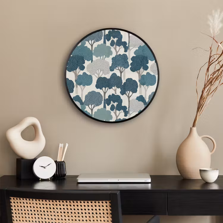 Ronde fotolijst - Modern - Bomen - Bos - Patroon - Blauw — 3